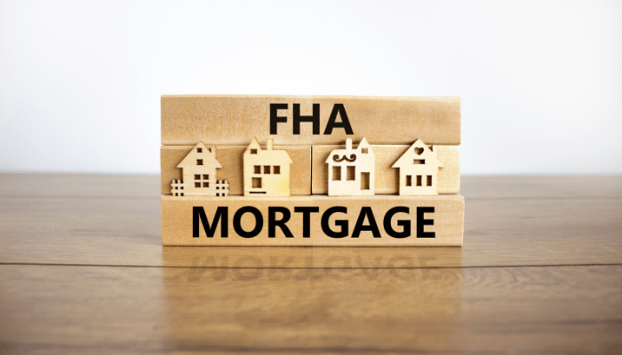 alt="FHA mortgage sign to demonstrate government backed loan programs."
