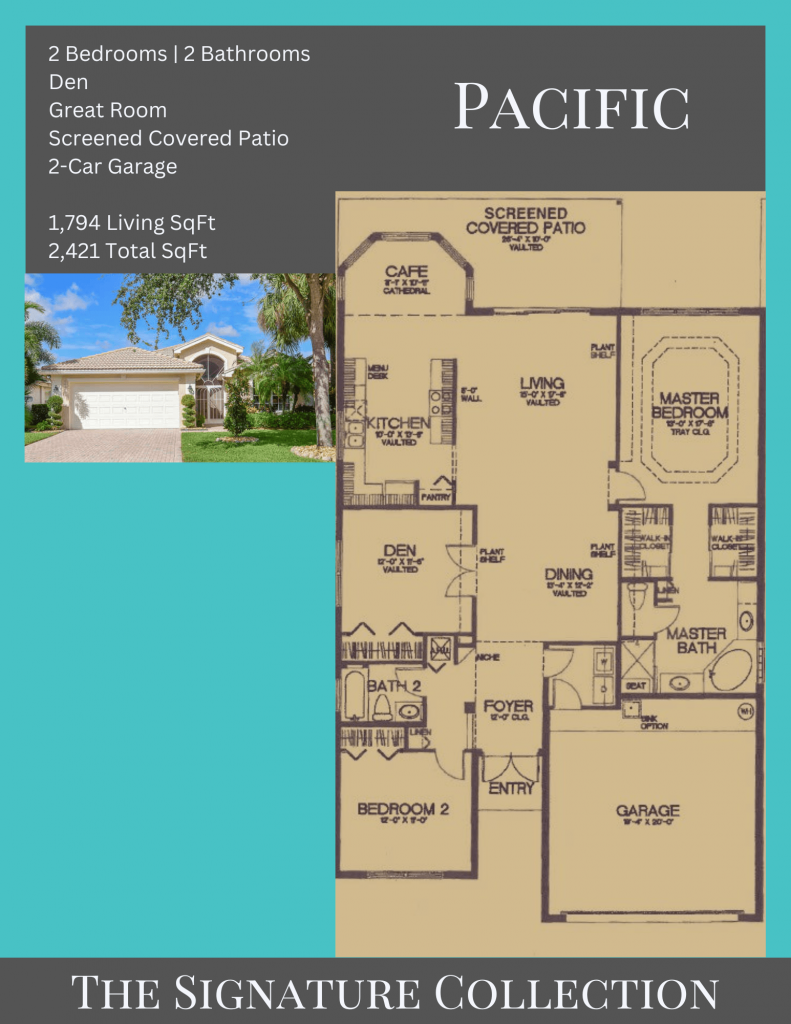 alt=Pacific floor plan in Valencia Isles with 2,421 total square feet."