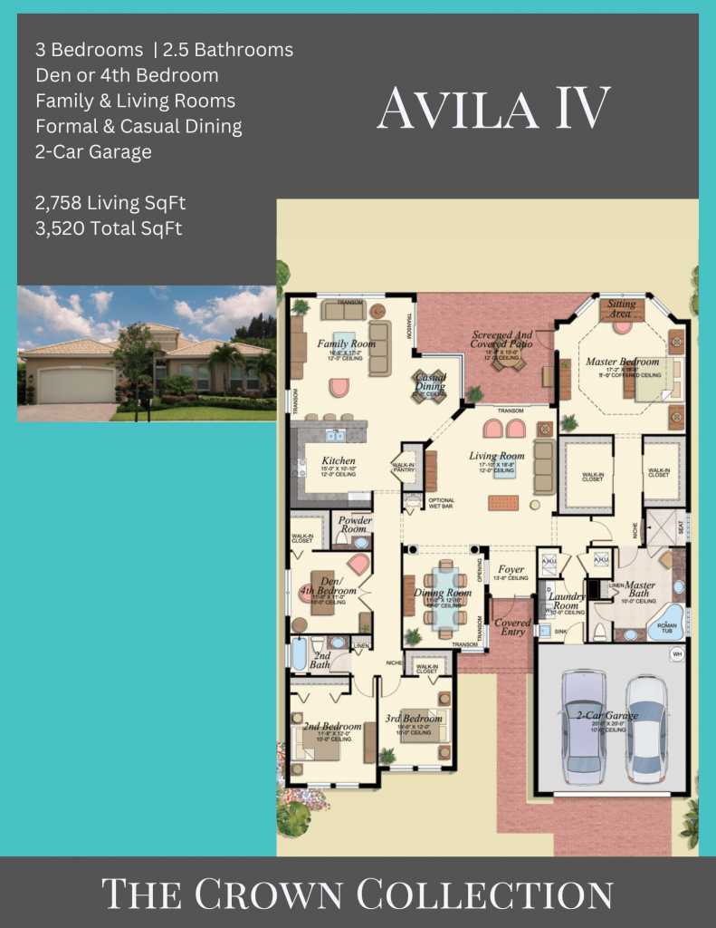 alt= "Avila IV floor plan in Valencia Reserve with formal and casual dining."