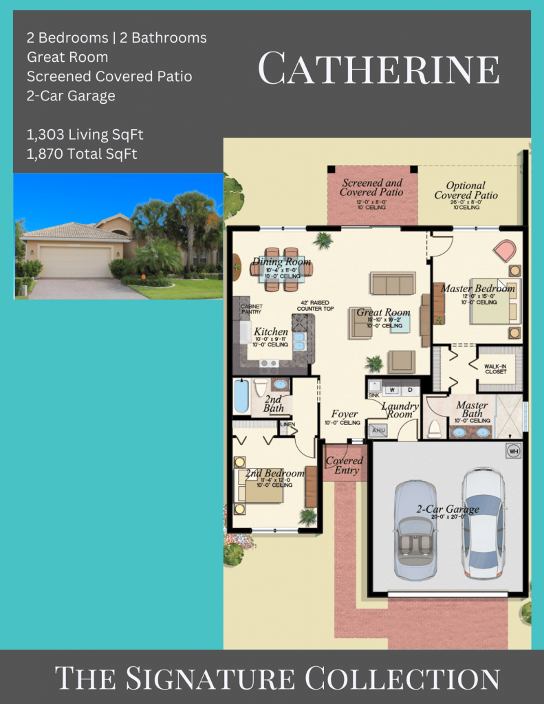 alt= "Catherine floor plan in Valencia Reserve with 2 bedrooms and 2 bathrooms."