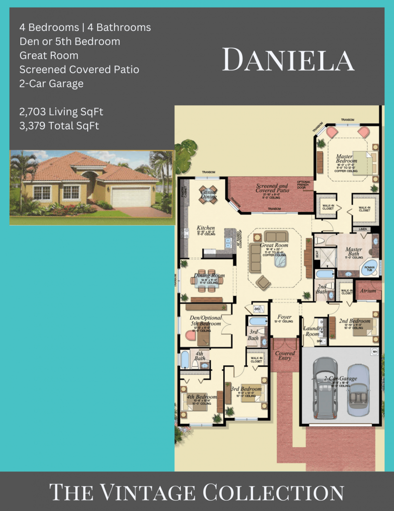 alt= "Daniela floor plan in Valencia Reserve with a den or 5th bedroom."