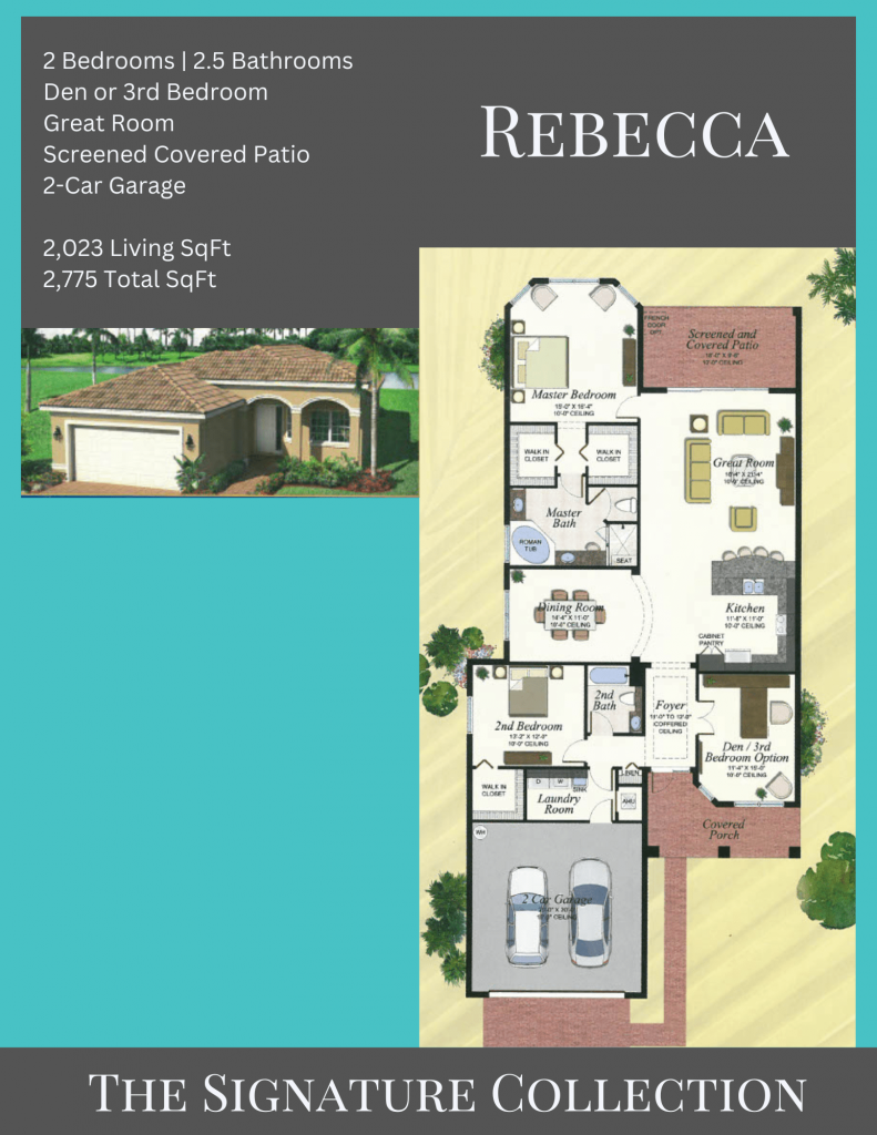 alt= "Rebecca floor plan in Valencia Reserve with 2,023 living square feet."