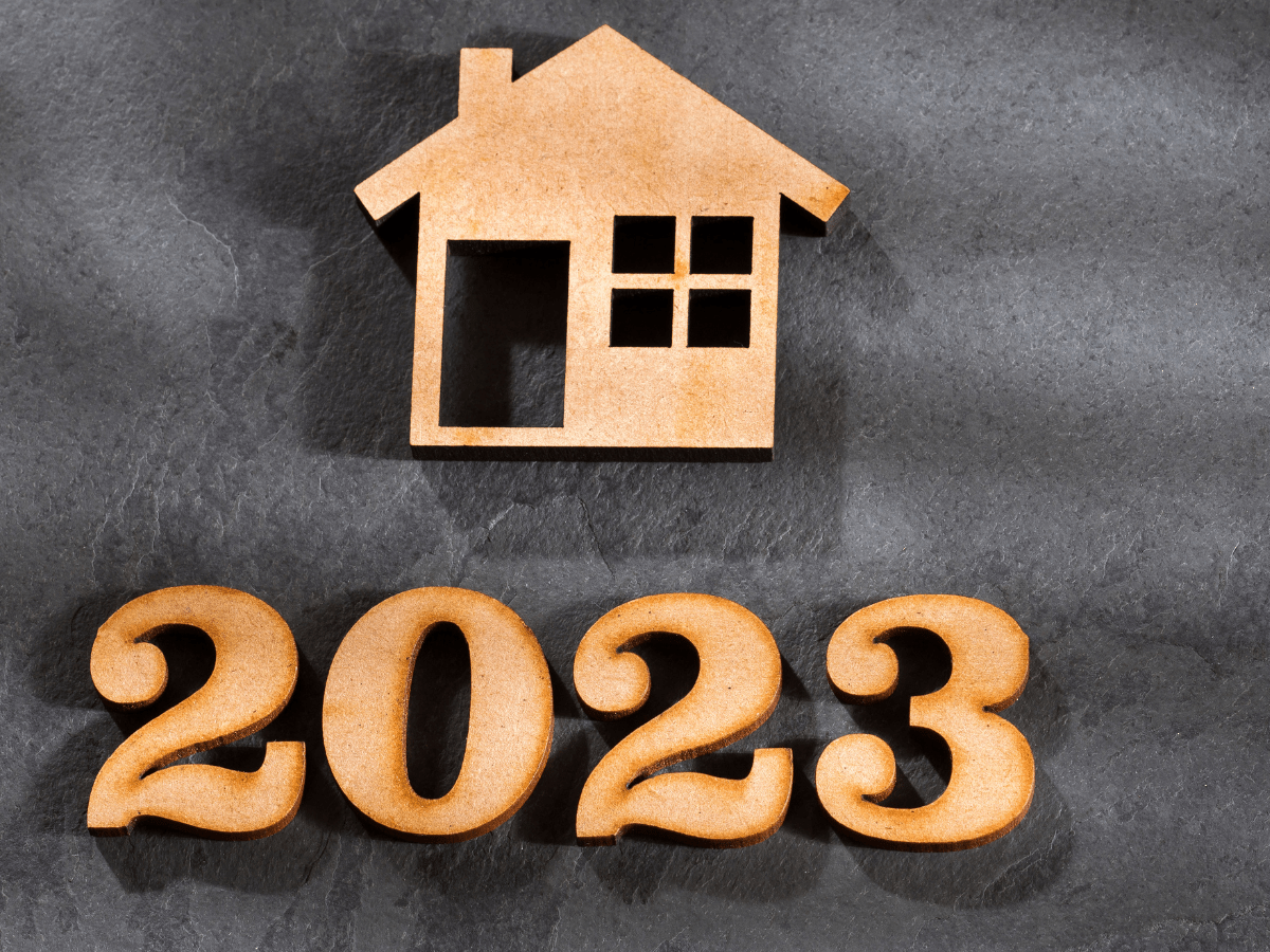 alt= Model home with 2023 sign to symbolize 2023 Florida housing market update.