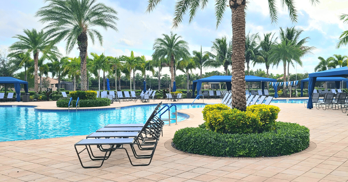 alt="Resort style pool links to list of South Florida Valencia Communities with HOA and amenity details"
